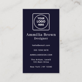 Cartão De Visita Logotipo azul do marinho | Vertical Minimalista Co