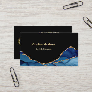 Cartão De Visita Logotipo azul Dourado Elegante