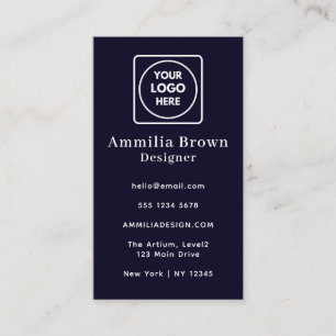 Cartão De Visita Logotipo Azul Marinho   Minimalista Vertical Corpo