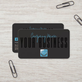 Cartão De Visita Logotipo Azul Preto Moderno Sofisticado Genérico