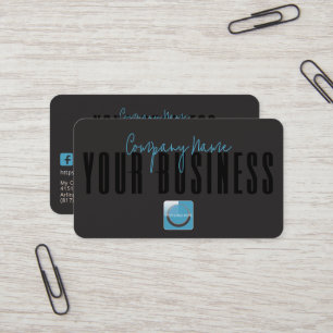Cartão De Visita Logotipo Azul Preto Moderno Sofisticado Genérico