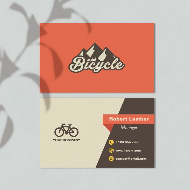 Cartão De Visita Logotipo Bicicleta Retroativo Laranja Moderno (Criador carregado)