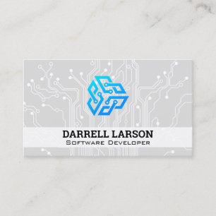 Cartão De Visita Logotipo Blue Ai Tech Placa Mãe de Fundo