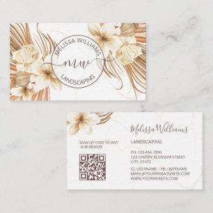 Cartão De Visita Logotipo Boho de Aquarela de Grama das Pampas