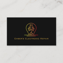 Cartão De Visita Logotipo Bold Simple Electronic Repair Black Neon 