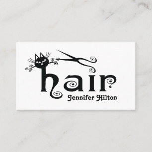 Cartão De Visita Logotipo bonito e bonito do cabelo de gato preto