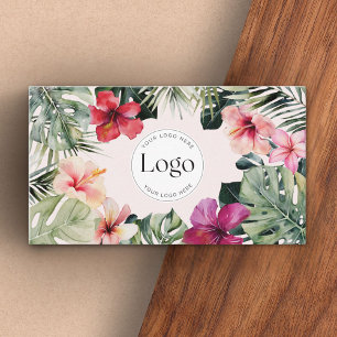 Cartão De Visita Logotipo Botânico Floral Tropical Código QR