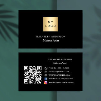 Cartão De Visita Logotipo branco preto Qr código social mídia