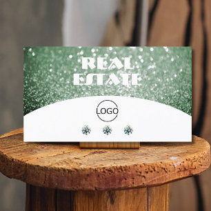 Cartão De Visita Logotipo brilhante brilhante verde Elegante