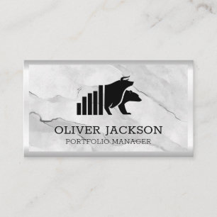 Cartão De Visita Logotipo Bull and Bear   Gráfico de Bar   Pedra