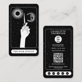 Cartão De Visita Logotipo Celestial Tarot Hairdresser Black White C