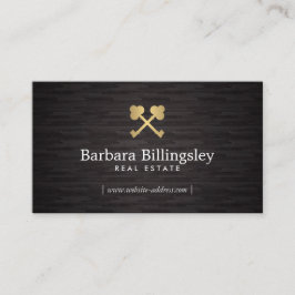 Cartão De Visita Logotipo chave do esqueleto Dourado Imobiliário, M