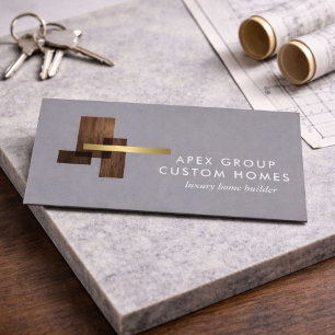 Cartão De Visita Logotipo Cinza de Construtor de Casas Personalizad