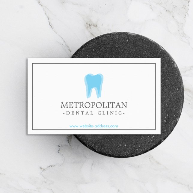 Cartão De Visita Logotipo clássico de dentista moderno em branco (Criador carregado)