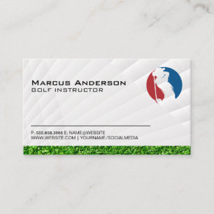 Cartão De Visita Logotipo Clássico de Swing Golfer   Grama