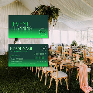 Cartão De Visita Logotipo clássico do espelho de gradiente verde mo