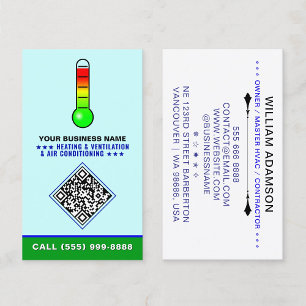 Cartão De Visita Logotipo & Código QR de HVAC Aquecimento & Ar Co