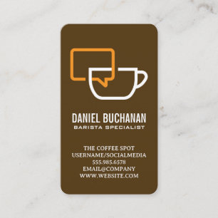 Cartão De Visita Logotipo Coffee Chat Talk Café Restaurante