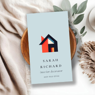 Cartão De Visita Logotipo Colorido Moderno de Casa Corretor Azul Ve