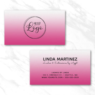 Cartão De Visita Logotipo com Gradiente Rosa Fúcsia Quente