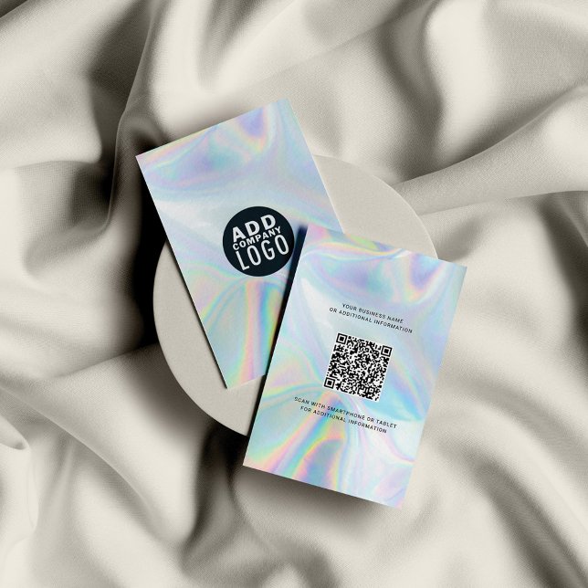 Cartão De Visita Logotipo comercial e código QR DIY holográfico (Criador carregado)