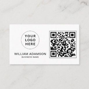 Cartão De Visita Logotipo comercial moderno, código QR White Prof