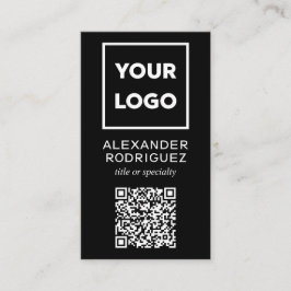 Cartão De Visita Logotipo comercial personalizado e código QR preto