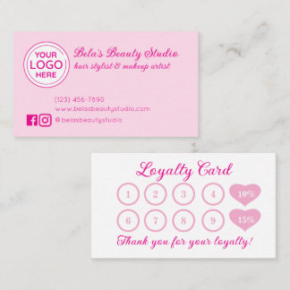 Cartão De Visita Logotipo comercial - Placa de fidelidade Rosa