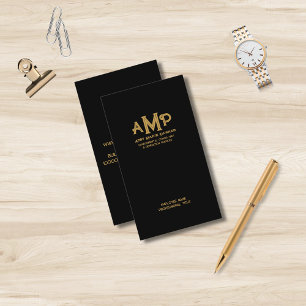 Cartão De Visita Logotipo comercial preto e Dourado com 3 letras mo