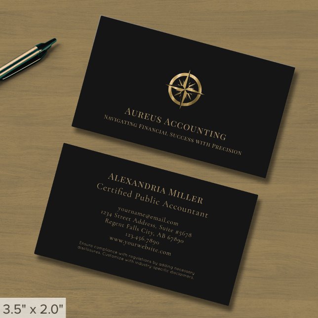 Cartão De Visita Logotipo Compass Elegante (Criador carregado)