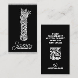 Cartão De Visita Logotipo Coroa de Compro de Barber Profissional