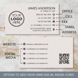 Cartão De Visita Logotipo Corporativo Fax Código QR Branco Profissi