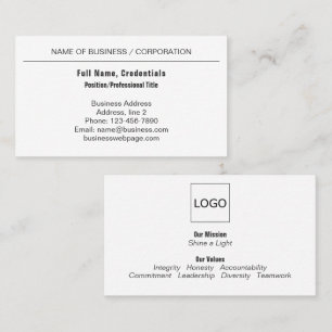 Cartão De Visita Logotipo corporativo profissional preto e branco