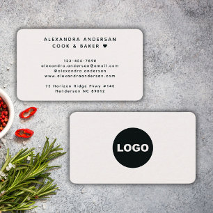 Cartão De Visita Logotipo Cozinheiro Padeiro Arredondado Bege Minim