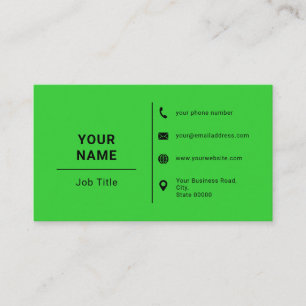Cartão De Visita Logotipo Custom Minimalista Verde Lima e Preto