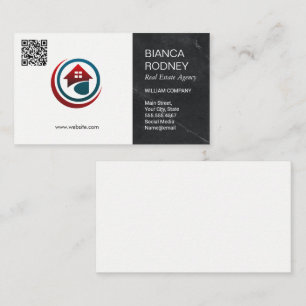 Cartão De Visita Logotipo da Agência Imobiliária Código QR