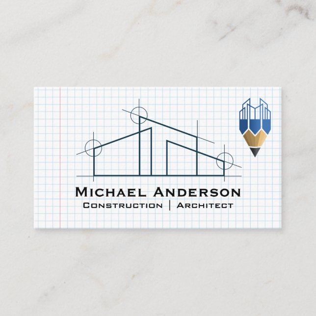 Cartão De Visita Logotipo da arquitetura doméstica | Papel em grade (Frente)