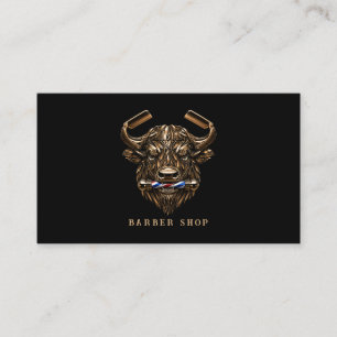 Cartão De Visita Logotipo da Barbearia BronzeBuffalo Razor Hair Sty