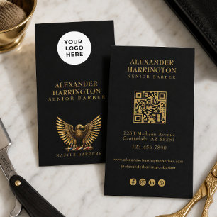 Cartão De Visita Logotipo da Barbearia Luxury Golden Eagle Hair Sty