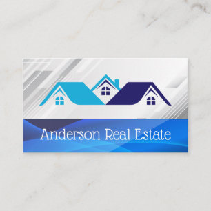 Cartão De Visita Logotipo da Blue Houses Real Estate Propriedades