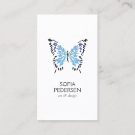 Cartão De Visita Logotipo da borboleta pintada azul na vertical bra