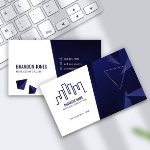 Cartão De Visita Logotipo da Casa Azul-Marinho e Branco, Corretor d