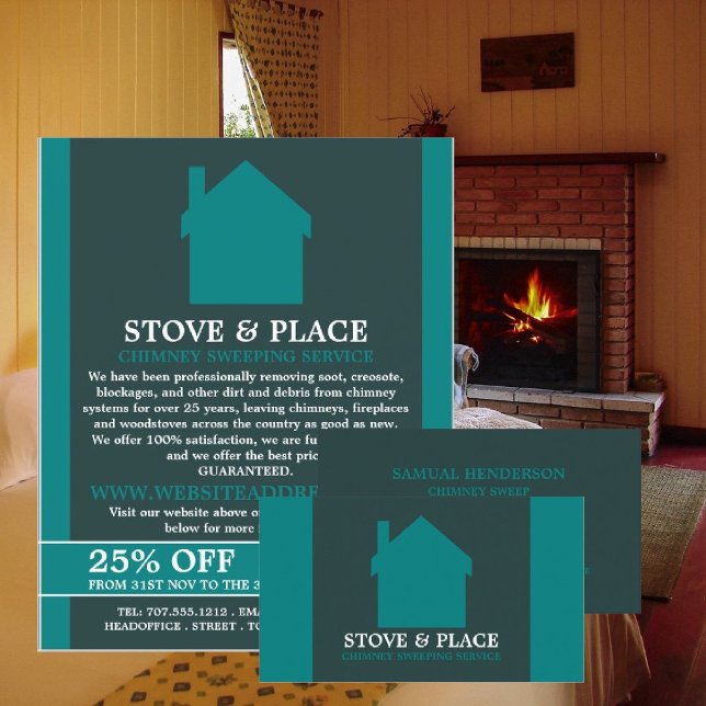Cartão De Visita Logotipo da Casa, Chimney Sweep (Criador carregado)