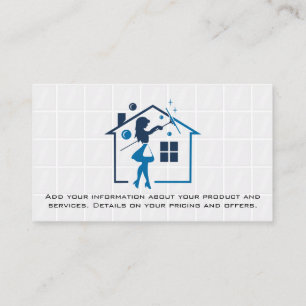 Cartão De Visita Logotipo da Casa de Limpeza Maid   Azulejos de ban