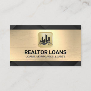 Cartão De Visita Logotipo da Casa de Propriedades   Fundo Metálico