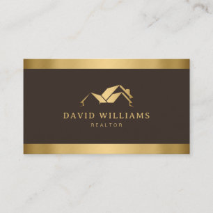 Cartão De Visita Logotipo da Casa Dourada moderna Imobiliário Espre