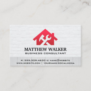 Cartão De Visita Logotipo da chave inglesa Red Home  Serviços de r