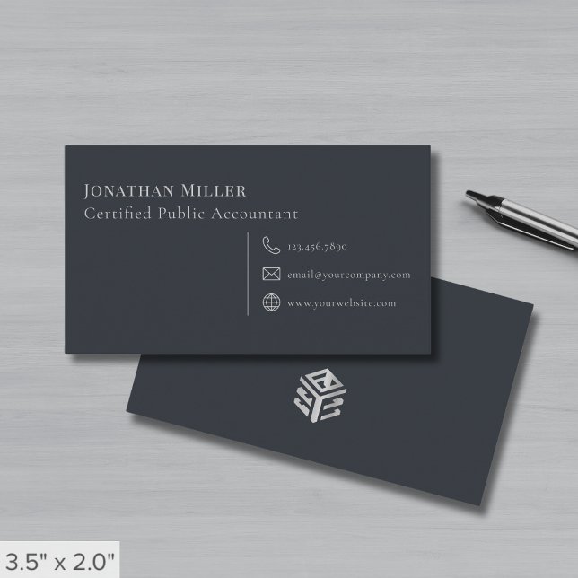 Cartão De Visita Logotipo da Cinza moderna (Criador carregado)