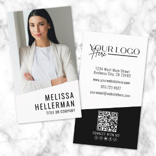 Cartão De Visita Logotipo da empresa com código QR de foto profissi