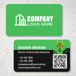 Cartão De Visita Logotipo da Empresa Contratante Código QR Verde Pr